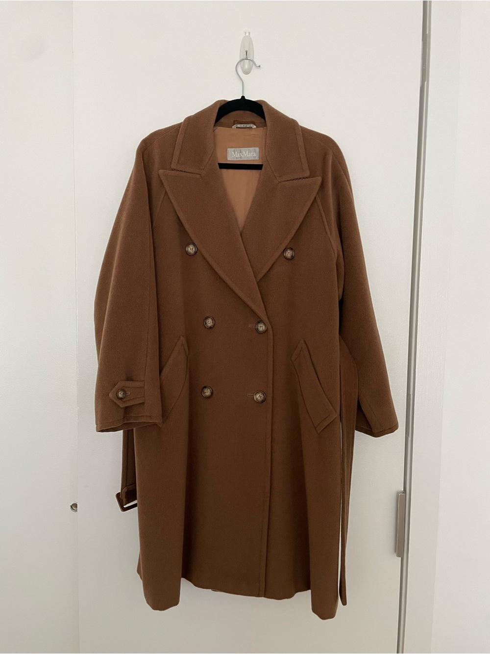 MaxMara 101801 Madame Oversized Double-Breasted Coat in Chestnut Brown
